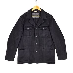 BANANA REPUBLIC TRAVEL & SAFARI 100% WOOL FIELD JACKET – BLACK – SIZE MEDIUM